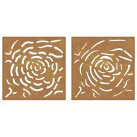 vidaXL Adorno de pared jardín 2 uds acero corten diseño rosa 55x55 cm - details 4