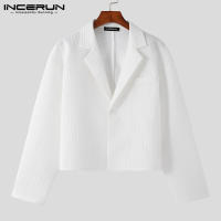 Blazer Casual Para Hombre Estilo Coreano INCERUN Texturizado Corto Para Fiestas De Color Sólido Talla S-5XL Moda Transversal - details 9