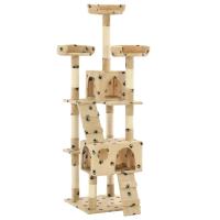 vidaXL Rascador para Gatos con Poste de Sisal 170 cm Árbol Arañar Juguete Color Azul,  Gris,  Beige con huellasde patas y mas - details 2