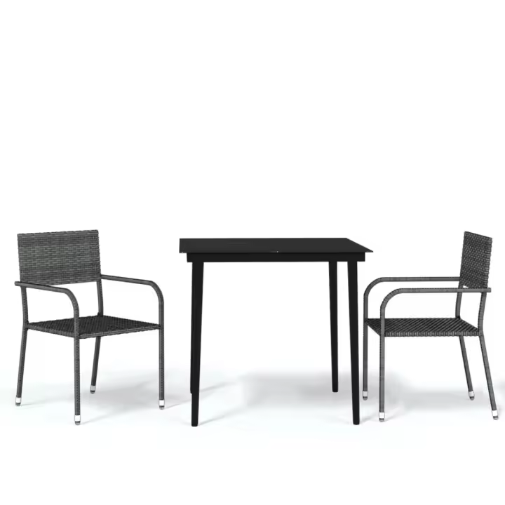 vidaXL Juego de comedor para jardín 3 piezas gris - 1