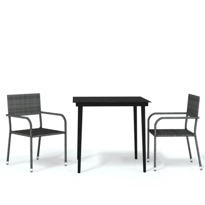 vidaXL Juego de comedor para jardín 3 piezas gris - 1