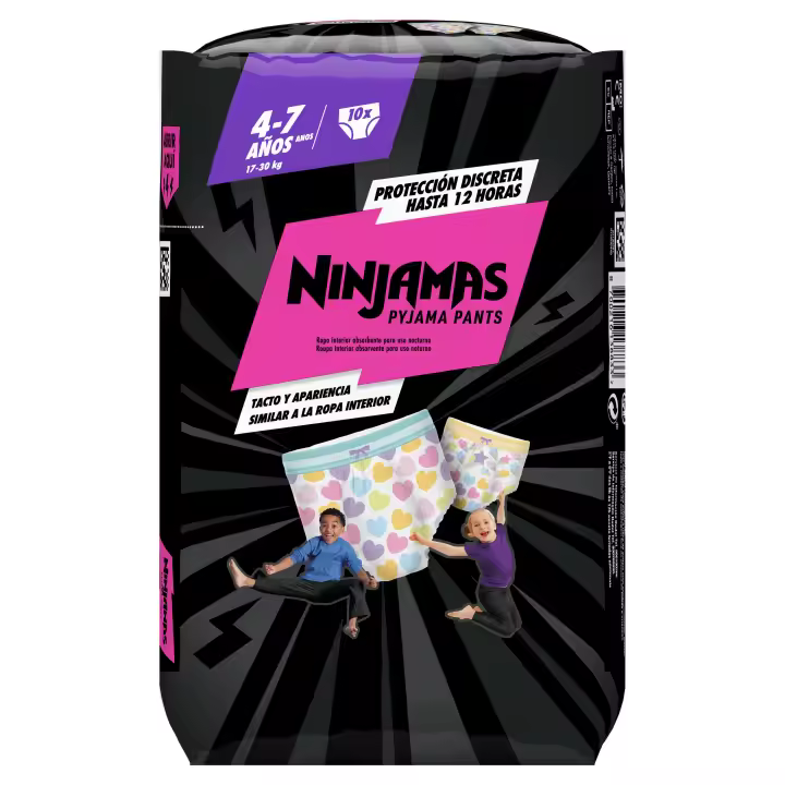 Dodot Ninjamas Carry Pack CorazonTalla 7, 8 pack mensual de 9 a 10 pañales - 1