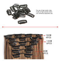 Extensiones De Cabello Sintético 24 Pulgadas 16 Clips Recto Rubio Y Negro Resistente Al Calor Pieza Falsa De Cabello - details 3