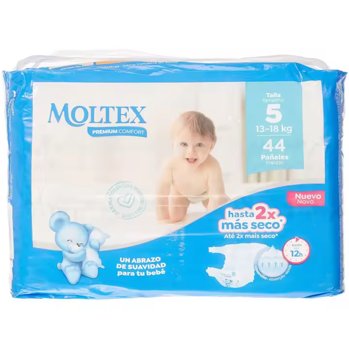 Pañales Moltex Premium Comfort Talla 5 (13-18K) - 44 Unidades - 1