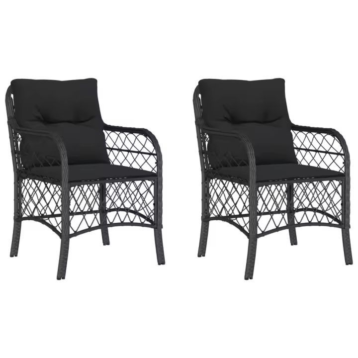 vidaXL Sillones de jardín con cojines 2 uds ratán sintético negro - 1