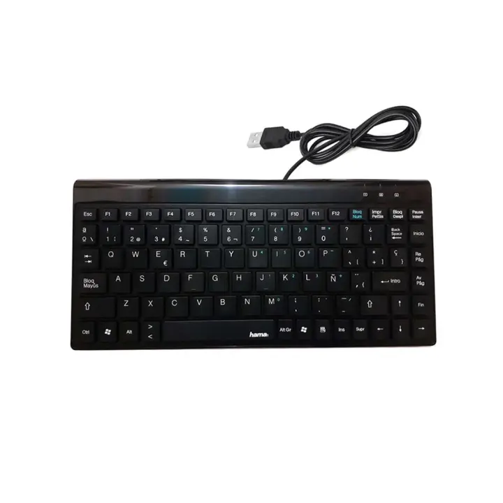 Hama Teclado Mini con Cable Ajuste de inclinación, Enchufe USB Tipo A, 88 Teclas, Teclas Planas, Teclado Español, Color Negro - 1
