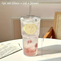 Vaso De Vidrio Con Tapa Y Pajita 600ml Estampado En Línea Para Bebidas Transparente Ideal Para Jugo Agua Y Café Frío - details 6