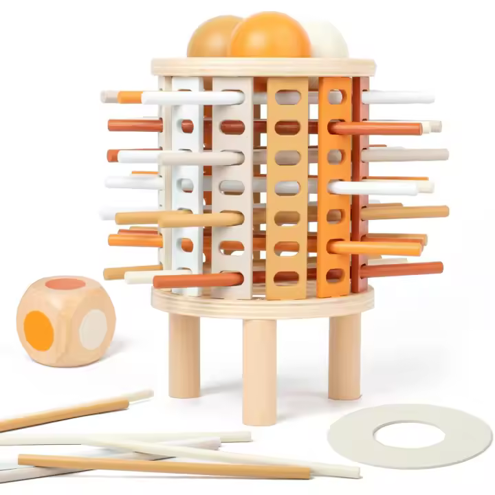 Juguete Educativo De Conteo Montessori Para Niños KerPlunk Juego De Madera Con Palitos Para Desarrollar Habilidades Motoras Finas Edad 3+ - 1