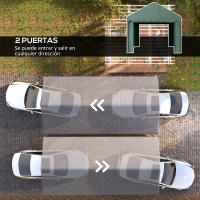 Outsunny Carpa Garaje 6x3 m Garaje Exterior para Coche Impermeable Garaje Portátil Anti-UV con Paredes Laterales Desmontables y 2 Puertas con Cremallera Verde - details 2