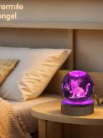 Lámpara De Noche De Cristal Con Grabado Láser 3D Mariposa Gato Canción Decoración De Vidrio Pulido Moderna Regalo De Navidad - details 4