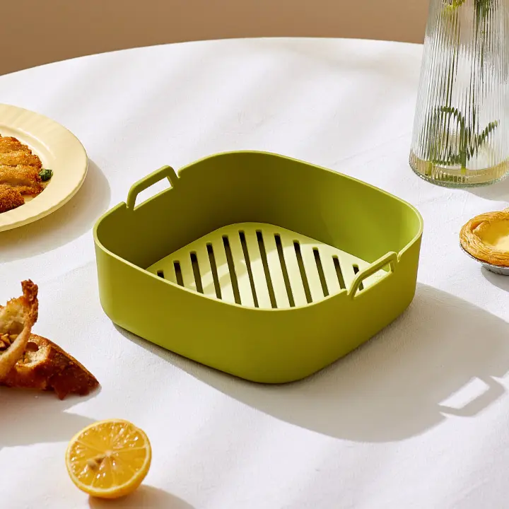 Silicona Asador De Aire Bandeja Para Horno Fácil De Limpiar Reutilizable Accesorios Para Airefryer Pan De Silicona Para Hornear Y Freír Pollo Pizza - 1