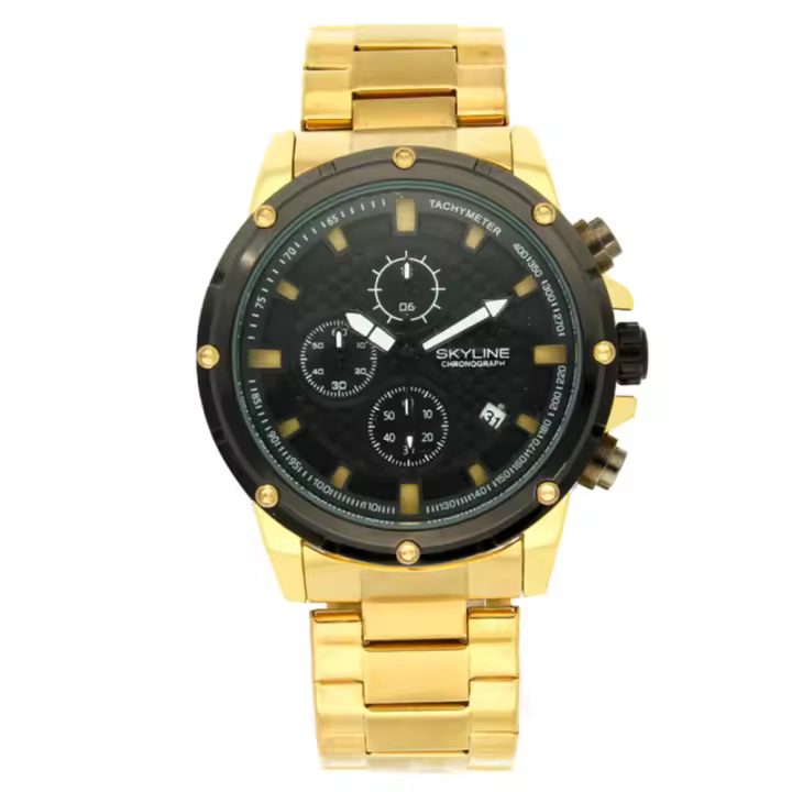 Skyline Reloj 093-0003 Analógico Dorado Esfera Negra - Hombre - 1