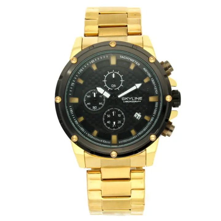 Skyline Reloj 093-0003 Analógico Dorado Esfera Negra - Hombre - 1