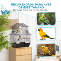 PawHut Jaula para Pájaros Pajarera Metálica con 5 Puertas 2 Comederos 2 Perchas Columpio Bandeja Extraíble y Asa de Transporte para Canarios Periquitos Negro - details 5