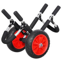 HOMCOM Carrito de Tablas de Surf Carrito de Transporte Plegable con 2 Ruedas Carga 45 kg y Marco de Aluminio para Tablas de Surf con Espesor Inferior a 12,5 cm 64x55x38,5 cm Negro y Rojo - details 0
