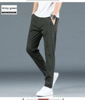 Pantalones Casuales Para Hombre De Seda Helada Verano Negro Gris Delgados Negocios Casual Elasticidad Transpirables Rectos Deportivos - details 8