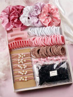 Juego De Accesorios Para El Cabello Rosa Para Mujeres Y Niñas Pinza Para El Cabello Cinta Elástica Y Scrunchies Moda De Cabello - details 0