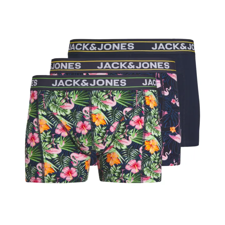 Jack & Jones Jacpink Flamingo -  Pack de 3 Bóxers de Algodón Elástico para Hombre - Multicolor - 12255833 - 1