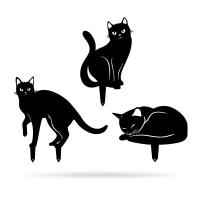 Estatuilla De Gato De Hierro Fundido Para Jardín Adorno De Exterior Decoración De Paisaje Metálica Color Negro Insertada En La Tierra - details 3