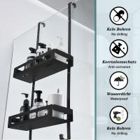 Almacenamiento de Ducha Colgante, cesta de Ducha Negra sin perforación, estante de baño con ventosasY 2 Ganchos - details 2