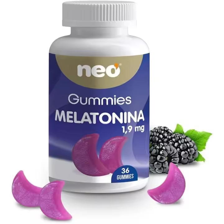 NEO - Gummies Melatonina 1,9 mg - Gominolas a base de Melatonina y Vitamina B6 Delicioso Sabor a Mora - Para dormir mejor - 1