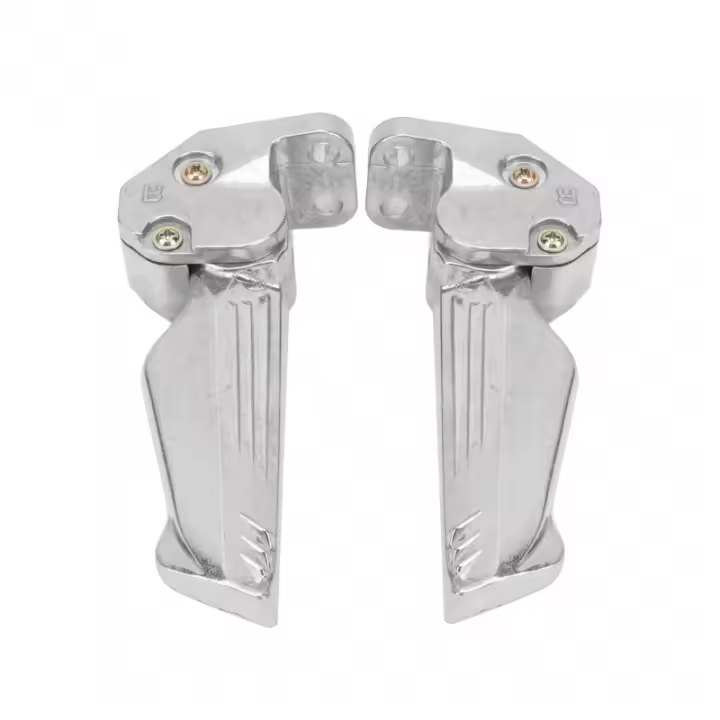 Pares De Pedales De Moto De Aluminio Telescopio Automático Reposapiés Universal Para Motocicleta Color Plateado - 1