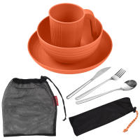 Juego De Utensilios Para Camping Portátil Con Tazón Plato Vaso Cuchara Tenedor Navaja De Acero Inoxidable Kit De Mesa Al Aire Libre Y Picnic - details 8
