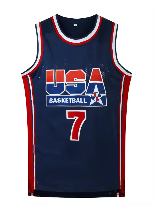 Camiseta De Baloncesto Para Hombres Transpirable Cuello Redondo Deportiva Sin Mangas Uniforme De Entrenamiento Para Niños Diseño Nueva Camiseta De Equipo Tops USA#7 - 1