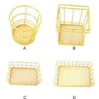 Cesta De Almacenamiento Para Maquillaje Y Oficina En Metal Oro Nórdico Organizador De Escritorio Para Brochas Y Cosméticos Ecológico - details 2