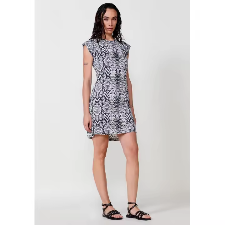 Koroshi Vestido Corto con Estampado Ikat para mujer en color negro - 1