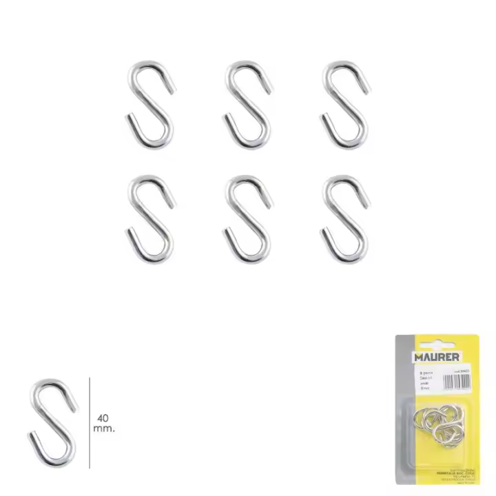 Gancho s 40 mm. zincado (blister 6 piezas) uso domestico - 1