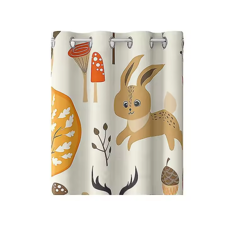 Forest Animals Kids Cartoon Bedroom Curtains 150*166 Thermal Insulated Curtains 2 Printed Polyester Curtains cb1.d - 1