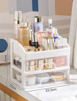 Organizador De Maquillaje, 3 Capas, 23.3x17x26.8cm, Gran Organizador De Tocador, Caja De Almacenamiento De Cosméticos Con Rejilla Para Base, Loción, Pintalabios, Crema Facial, Máscara De Parches - details 16