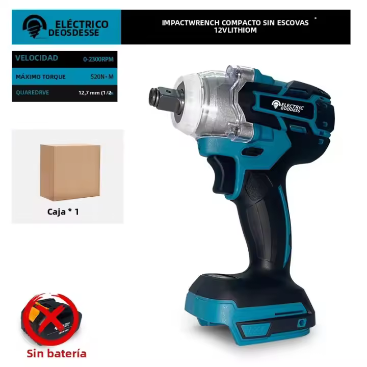 Llave De Impacto Inalámbrica Compacta 2300RPM 520N·M Motor Sin Escobillas Compatible Con Batería Makita 18V Para DIY En Casa - 1
