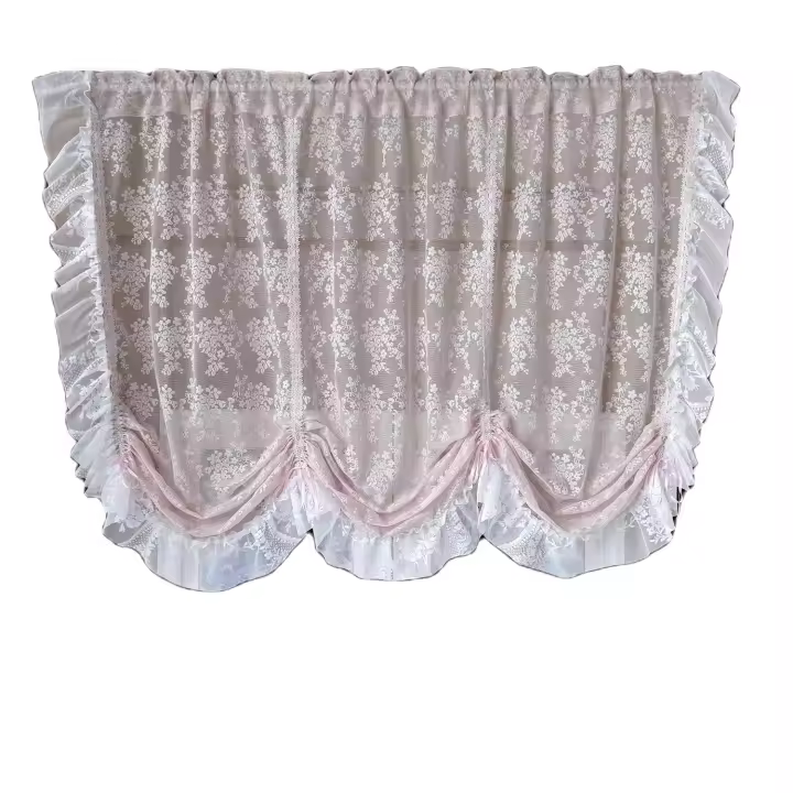 Cortina Romántica De Encaje Ajustable En Altura Vintage Con Volantes Para Cocina Ventana Pequeña Cortinas De Café Media Cortina De Ventana - 1