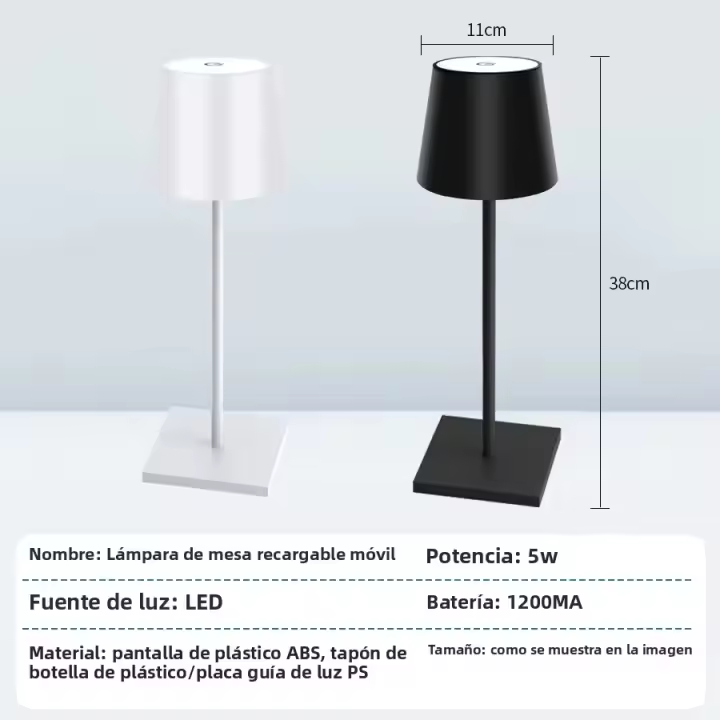 Lámpara De Mesa Recargable USB Con 3 Niveles De Iluminación Toque LED Para Estudio Oficina Bar Lámpara Nocturna Móvil - 1