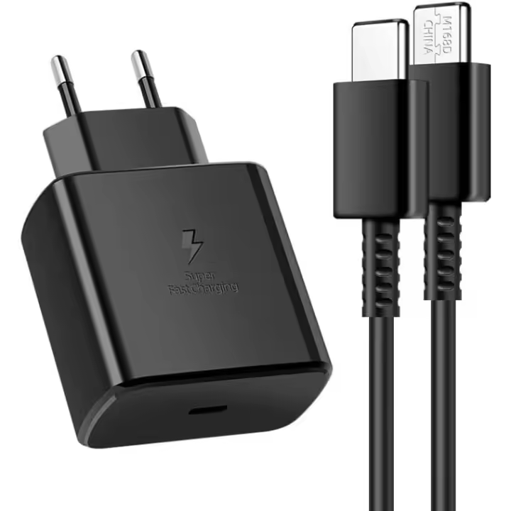 Cargador Carga Rapida de 45W con Cable Type-C de 5A 1M, Negro, Adaptador USB C 45W PD para Samsung S23 Ultra/S23+/S23/S22 Ultra/S22+/S22/S21/S20/Note 20/Note 10,Galaxy Tab S8/S7 etc. - 1