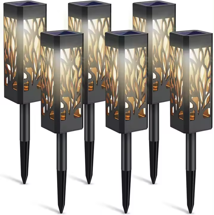Paquete de 6 Luces de Jardín Solares impermeables con Luces LED Blancias Cálidos, Adornos Solares para Jardín con grabado y apagado automático. - 1