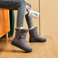 Botas De Nieve Para Mujer 2024 Con Colar De Pelo De Zorro Impermeables Altas Antideslizantes Cuero Sintético Y Algodón Plataforma Botines De Invierno - details 9