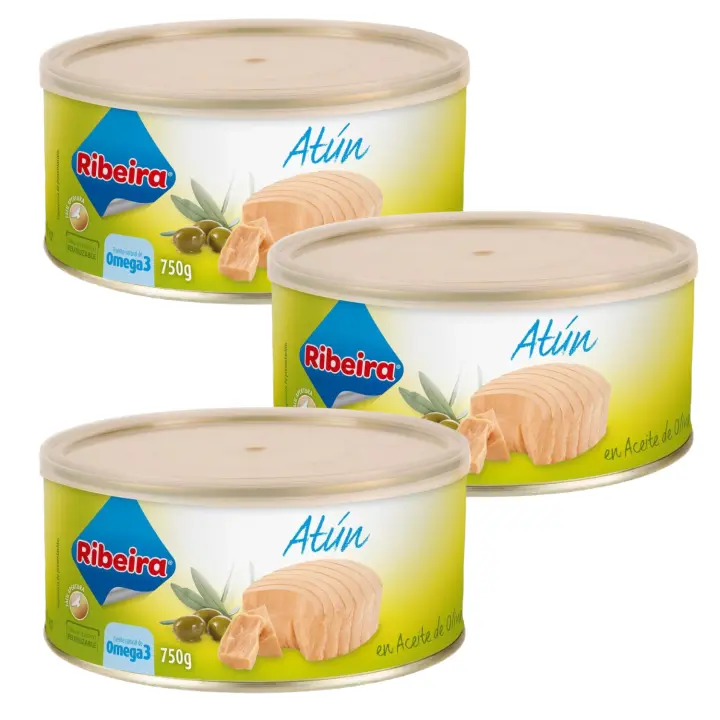 3 unidades - Atún en aceite de oliva Ribeira de 650 g (750g neto) - 1