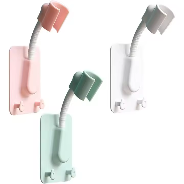 Soporte universal ajustable de 360 grados para cabezal de ducha, base de soporte de ducha impermeable giratoria sin punción adhesivo soporte de pared para bañera de baño - 1