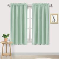 Cortinas De Bloqueo De Luz Para Dormitorio Cortinas Térmicas Aisladas Para Sala De Estar Oficina Color Sólido Cortinas Cortas Verde - details 1