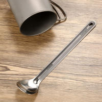 Cuchara Larga De Titanio Lixada Con Olla Pulida Para Alimentos Portátil Para Camping Picnic Y Viajes Sin Plegado Material De Aluminio - details 4
