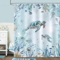 Cortina de Ducha Tortuga Marina Océano Azul Bajo El Mar Cortinas de Baño de Poliéster Impermeable Antimoho Lavable Cortina Ducha 180x200 cm con 12 Ganchos - details 2