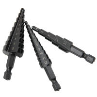 Juego De 3 Piezas De Brocas De Escalera Hexagonales Negras Con Mango Para Reamado Y Apertura De Agujeros Herramienta Pagoda Negra Para Carpintería DIY - details 2