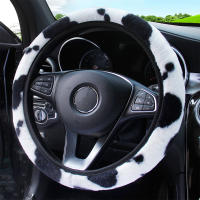 Funda Para Volante De Coche Universal De Peluche Gruesa Y Suave Caliente Decoración Interior Moda Búfalo Accesorios Automotrices - details 1