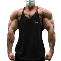 Camiseta Deportiva Hombre Sin Mangas Algodón Transpirable Estampado Cruzado Para Gimnasio Y Correr Top De Entrenamiento Fitness Con Dorsal Y - details 1