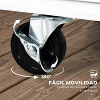 HOMCOM Carro de Cocina Isla de Cocina con Ruedas Multifuncional con 2 Cajones 3 Puertas de Vidrio Templado Toallero y Especiero 124,5x39,5x90 cm Blanco - details 4