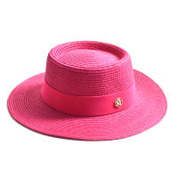 Sombrero De Paja Para Mujer Moda Verano Protección Solar Ribete Plano Cordón Estilo Casual Para Playa Y Viajes - details 5