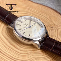 Reloj Automático Tandorio Para Hombre 40mm Doble Domed Sapphire NH35 Water Resistance 20BAR Con Fecha Y Espalda De Vidrio En Cuero Polido - details 11